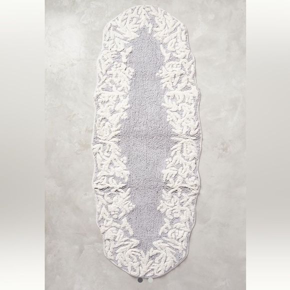 Anthropologie Geraldine Bath Mat Runner Gray White Large NWOT - Picture 4 of 6